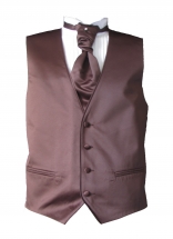 Gilet satin 4 boutons chocolats