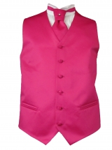 Gilet satin 4 boutons fuschia