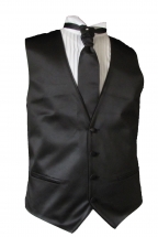 Gilet satin 4 boutons noir